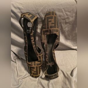 Fendi Brown and Black Patterned Heels